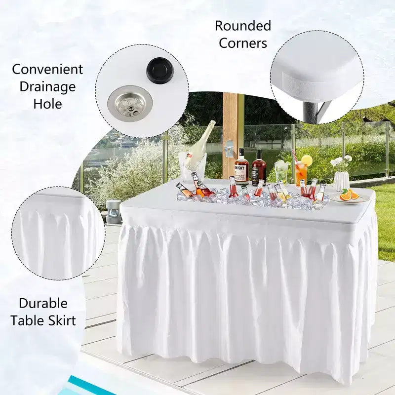 Costway Table glacière pliante 4FT avec jupe assortie Table rafraîchisseur de boissons pour fêtes et barbecues