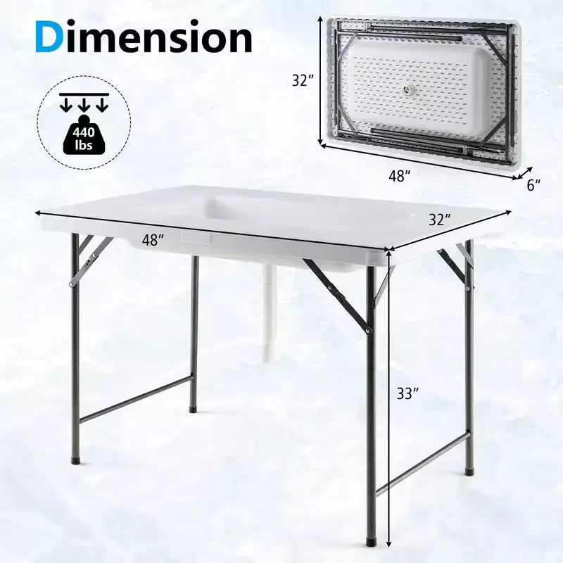 Costway Table glacière pliante 4FT avec jupe assortie Table rafraîchisseur de boissons pour fêtes et barbecues