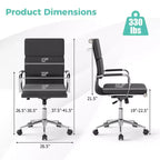 Lot de 2 chaises de bureau ergonomiques Costway avec dossier inclinable et housses zippées pour la maison