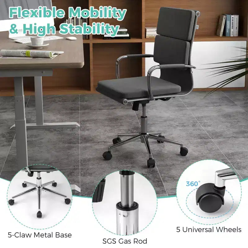 Lot de 2 chaises de bureau ergonomiques Costway avec dossier inclinable et housses zippées pour la maison