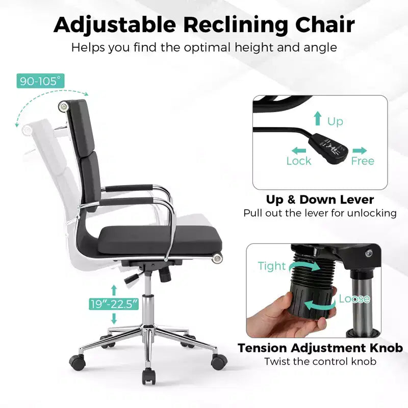 Lot de 2 chaises de bureau ergonomiques Costway avec dossier inclinable et housses zippées pour la maison