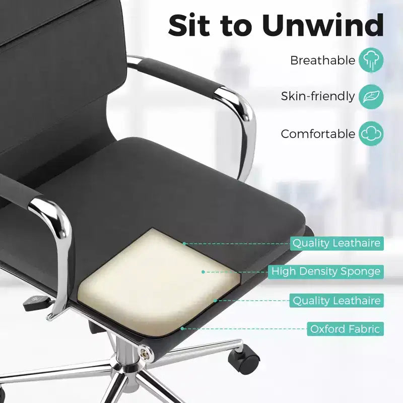 Lot de 2 chaises de bureau ergonomiques Costway avec dossier inclinable et housses zippées pour la maison