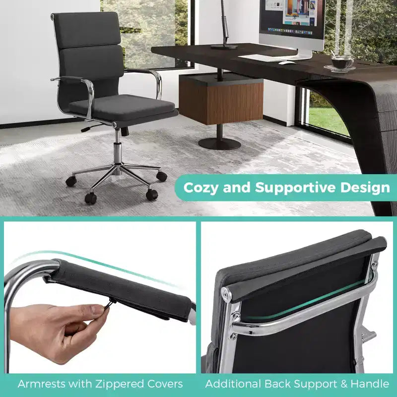 Lot de 2 chaises de bureau ergonomiques Costway avec dossier inclinable et housses zippées pour la maison