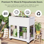 MAYEERTY Mini-serre froide 90 x 45 x 95 cm, 2 portes, sur roulettes, intérieur/extérieur, noire