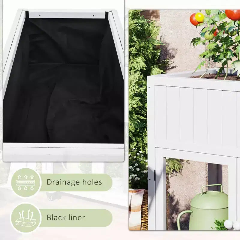 MAYEERTY Mini-serre froide 90 x 45 x 95 cm, 2 portes, sur roulettes, intérieur/extérieur, noire
