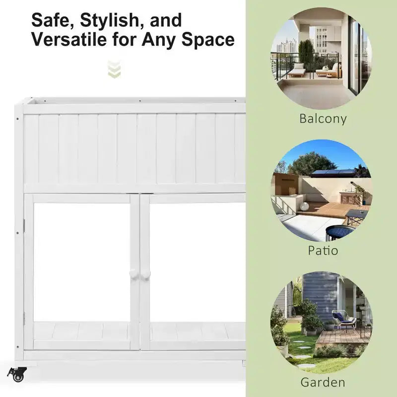 MAYEERTY Mini-serre froide 90 x 45 x 95 cm, 2 portes, sur roulettes, intérieur/extérieur, noire