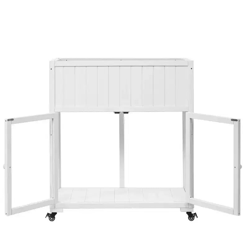 MAYEERTY Mini-serre froide 90 x 45 x 95 cm, 2 portes, sur roulettes, intérieur/extérieur, noire