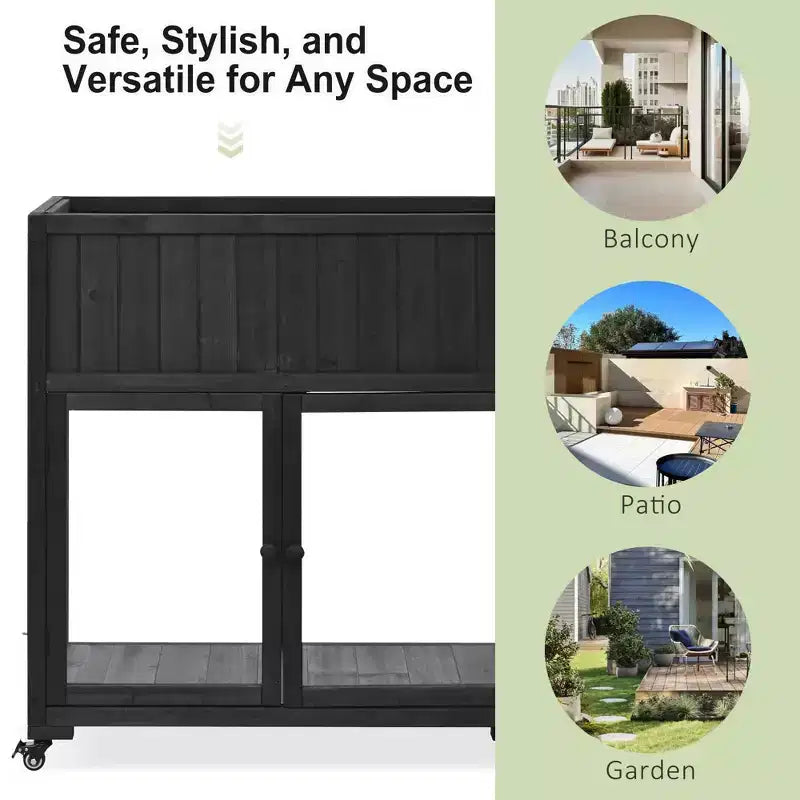 MAYEERTY Mini-serre froide 90 x 45 x 95 cm, 2 portes, sur roulettes, intérieur/extérieur, noire