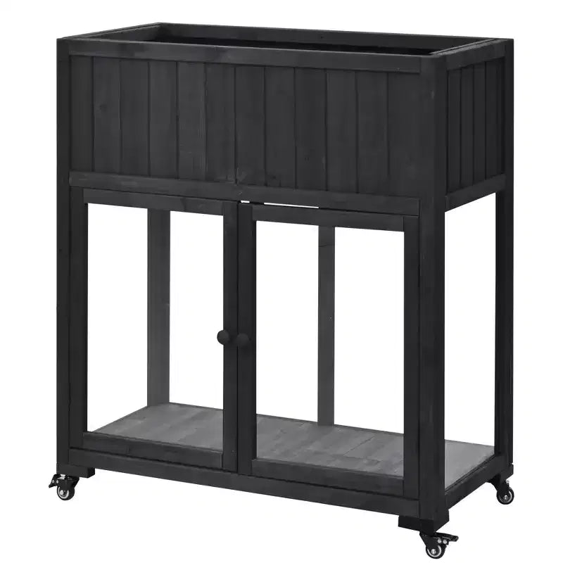 MAYEERTY Mini-serre froide 90 x 45 x 95 cm, 2 portes, sur roulettes, intérieur/extérieur, noire