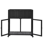 MAYEERTY Mini-serre froide 90 x 45 x 95 cm, 2 portes, sur roulettes, intérieur/extérieur, noire