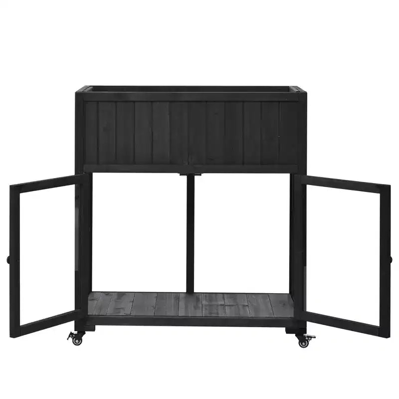 MAYEERTY Mini-serre froide 90 x 45 x 95 cm, 2 portes, sur roulettes, intérieur/extérieur, noire
