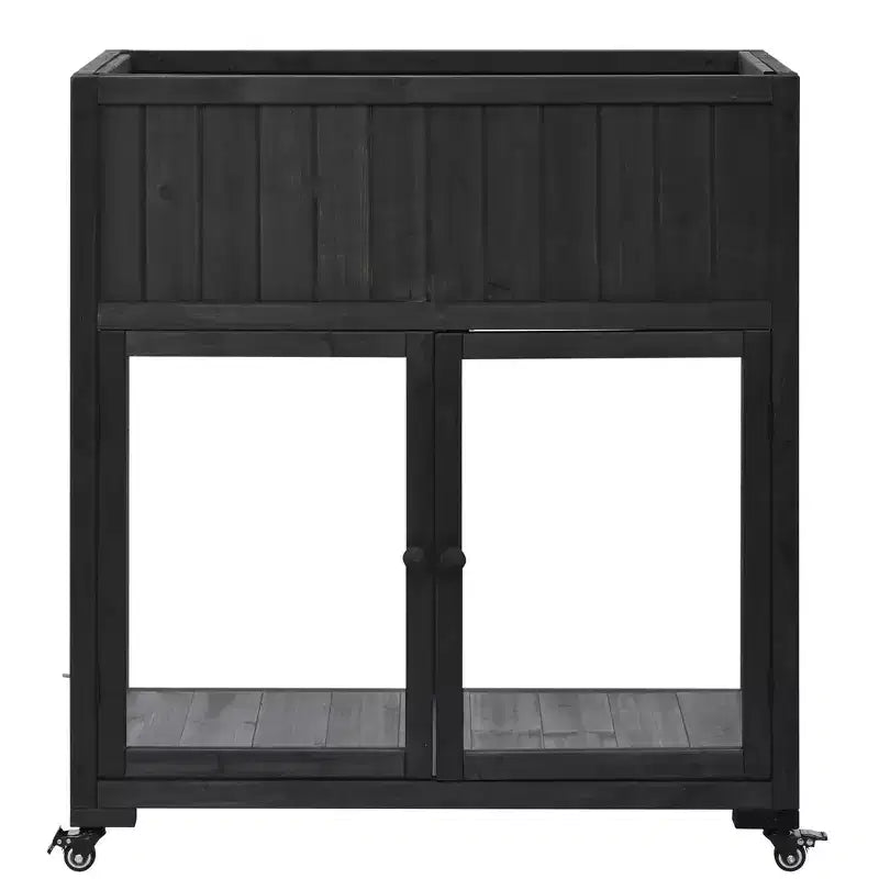 MAYEERTY Mini-serre froide 90 x 45 x 95 cm, 2 portes, sur roulettes, intérieur/extérieur, noire