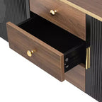Meuble TV moderne avec tiroirs pour téléviseur de 80 pouces, meuble de rangement TV avec étagère, console multimédia avec placards et poignées en métal