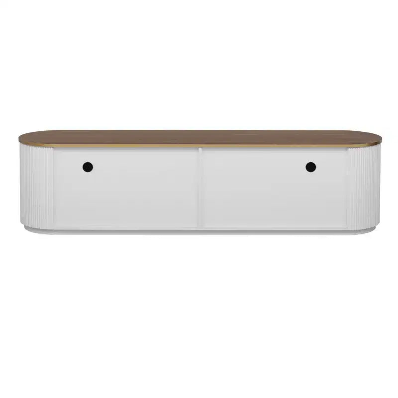 Meuble TV moderne avec tiroirs pour téléviseur de 80 pouces, meuble de rangement TV avec étagère, console multimédia avec placards et poignées en métal