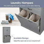 Meuble de rangement haut de salle de bain de 165 cm, avec double panier à linge basculant caché, meuble de rangement autonome pour salle de bain, cuisine, salon