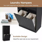 Meuble de rangement haut de salle de bain de 165 cm, avec double panier à linge basculant caché, meuble de rangement autonome pour salle de bain, cuisine, salon