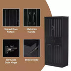 Meuble de rangement haut de salle de bain de 165 cm, avec double panier à linge basculant caché, meuble de rangement autonome pour salle de bain, cuisine, salon