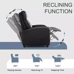 Fauteuil inclinable manuel Okak moderne rembourré avec repose-pieds réglable, Fauteuil de salon avec/sans massage et dossier haut