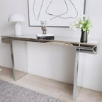 Table console miroir de 60 po avec accents de verre cannelé, table d'entrée moderne pleine longueur pour salon, couloir ou derrière un canapé - Panipeachy