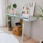 Table console miroir de 60 po avec accents de verre cannelé, table d'entrée moderne pleine longueur pour salon, couloir ou derrière un canapé - Panipeachy