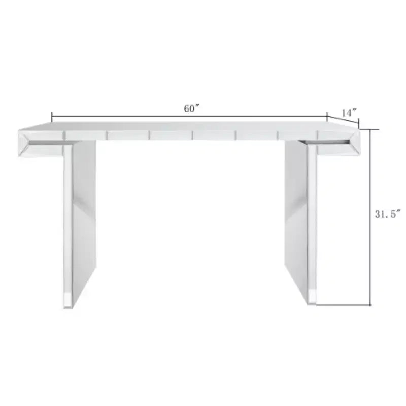 Table console miroir de 60 po avec accents de verre cannelé, table d'entrée moderne pleine longueur pour salon, couloir ou derrière un canapé - Panipeachy