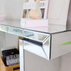 Table console miroir de 60 po avec accents de verre cannelé, table d'entrée moderne pleine longueur pour salon, couloir ou derrière un canapé - Panipeachy