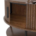 Table basse relevable ronde GDFStudio Lewis Rustic 31,5 avec rangement dissimulé