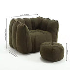 Fauteuil poire avec pouf, canapé moderne en chenille, pouf doux avec repose-pieds pour salon, chambre à coucher, appartement, dortoir.
