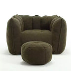 Fauteuil poire avec pouf, canapé moderne en chenille, pouf doux avec repose-pieds pour salon, chambre à coucher, appartement, dortoir.