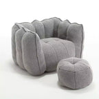 Fauteuil poire avec pouf, canapé moderne en chenille, pouf doux avec repose-pieds pour salon, chambre à coucher, appartement, dortoir.