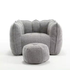Fauteuil poire avec pouf, canapé moderne en chenille, pouf doux avec repose-pieds pour salon, chambre à coucher, appartement, dortoir.