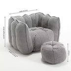 Fauteuil poire avec pouf, canapé moderne en chenille, pouf doux avec repose-pieds pour salon, chambre à coucher, appartement, dortoir.