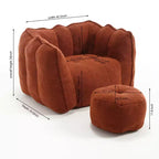 Fauteuil poire avec pouf, canapé moderne en chenille, pouf doux avec repose-pieds pour salon, chambre à coucher, appartement, dortoir.