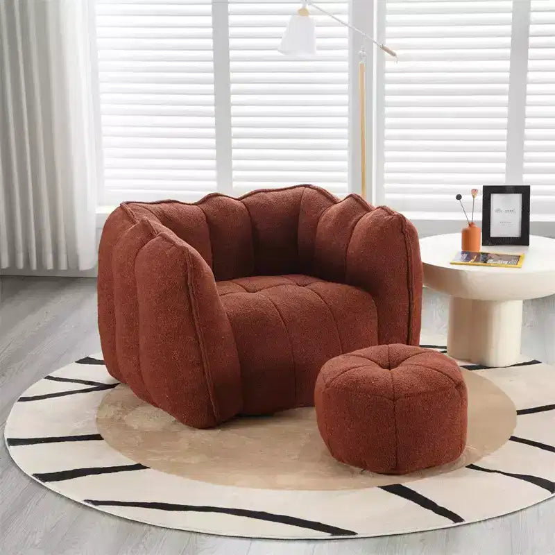 Fauteuil poire avec pouf, canapé moderne en chenille, pouf doux avec repose-pieds pour salon, chambre à coucher, appartement, dortoir.