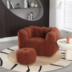 Fauteuil poire avec pouf, canapé moderne en chenille, pouf doux avec repose-pieds pour salon, chambre à coucher, appartement, dortoir.