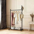 Metal Coat Rack with Wheels, Rolling Closet Rack with Wheels, Coat Rack Freestanding for Corner Bedroom Hallway Entryway Living Room