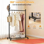 Porte-manteau métallique à roulettes, Portant à vêtements mobile à roulettes, Porte-manteau autoportant pour coin de chambre, couloir, entrée, salon