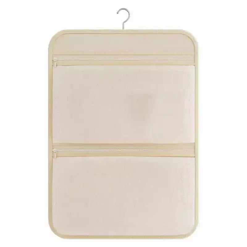 Alilang Women's Hanging Organizer with Dual Zippered Compartments Space-Saving Storage Design for Closets Bathrooms - Light Beige
