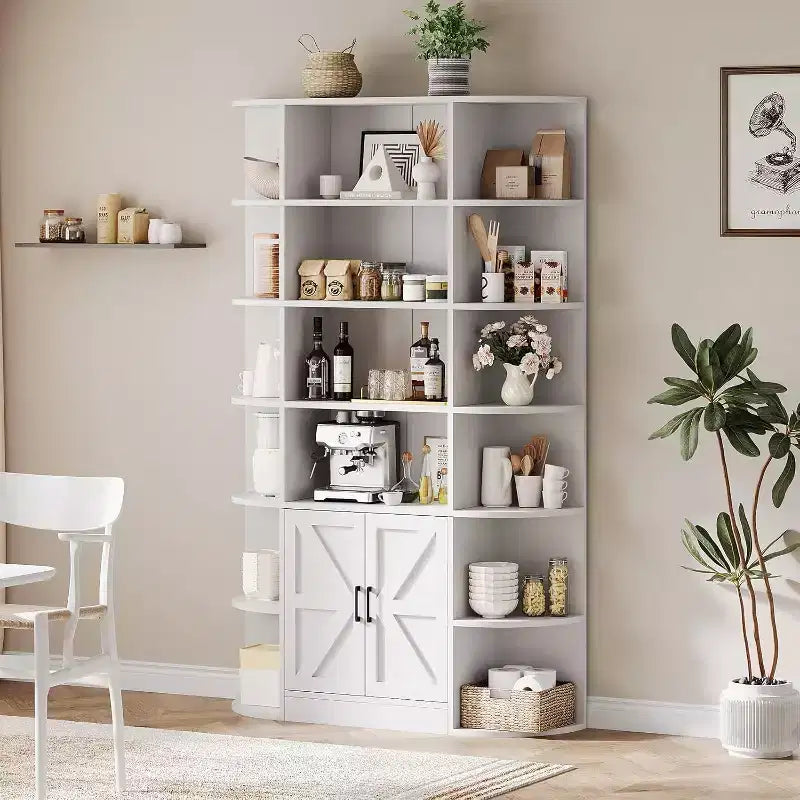 Bibliothèque de 190,5 cm de hauteur avec rangement, meuble de rangement 6 niveaux de 119,38 cm de large de style Ferme Moderne, organisateur d'étagères pour la maison