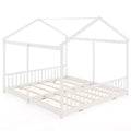 Costway Double Floor Bed w/ Safety Guardrails No Box Spring Needed for Teens Boys Girls White