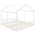 Costway Double Floor Bed w/ Safety Guardrails No Box Spring Needed for Teens Boys Girls White