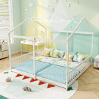 Lit double superposé Costway avec barrières de sécurité, pas besoin de sommier tapissier pour adolescents garçons filles blanc