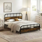 Cadre de lit queen size industriel Costway avec rangement sous le lit