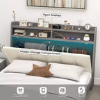 Cadre de lit double Costway avec rangement, plateforme moderne, sommier à lattes