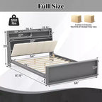 Cadre de lit double Costway avec rangement, plateforme moderne, sommier à lattes