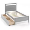 Costway Twin Size Platform Bed w/ Drawers 2 Pull-out Drawers Headboard & Footboard Gray