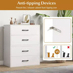 Costway Lot de 2 commodes de rangement empilables à 2 tiroirs avec dispositif anti-basculement