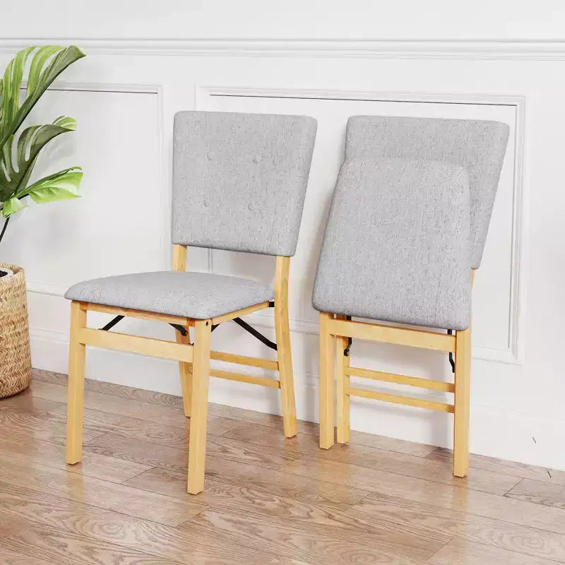 Costway Lot de 2 Chaises de Salle à Manger Pliables avec Assise Rembourrée & Dossier Inclinable Pieds en Bois d'Hévéa