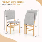 Costway Lot de 2 Chaises de Salle à Manger Pliables avec Assise Rembourrée & Dossier Inclinable Pieds en Bois d'Hévéa
