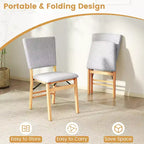 Costway Lot de 2 Chaises de Salle à Manger Pliables avec Assise Rembourrée & Dossier Inclinable Pieds en Bois d'Hévéa
